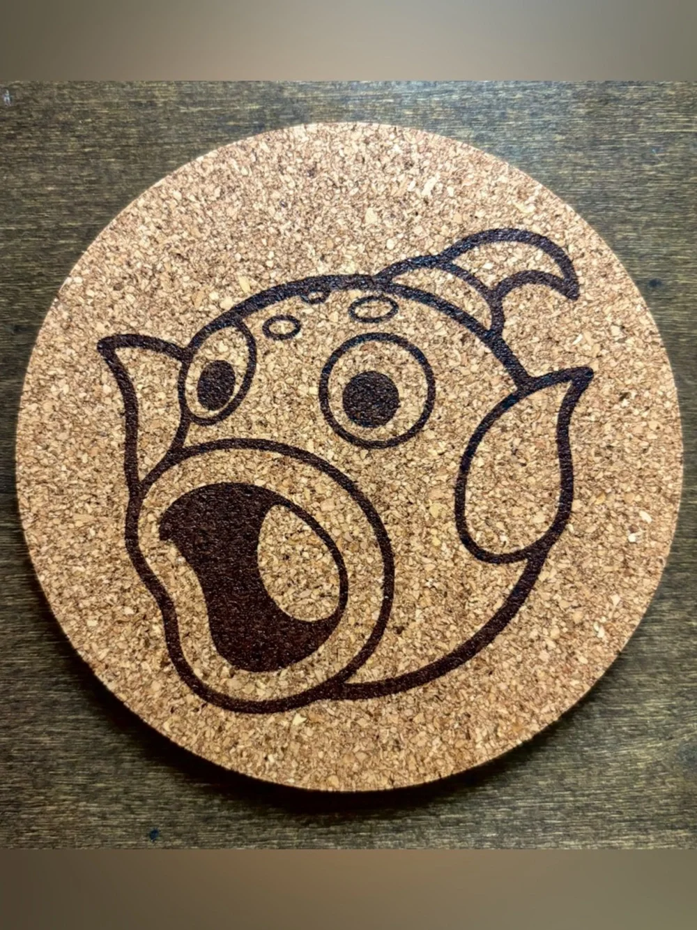 Pokemon Weepinbell Face Laser Engraved Cork Coaster